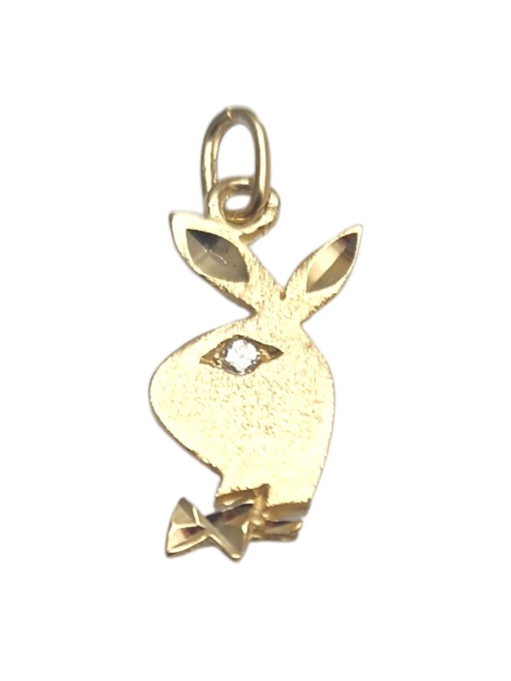 14K Yellow Gold Diamond Playboy Bunny Charm #25269